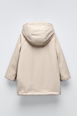 ZARA ПРОРЕЗИНЕННАЯ КУРТКА НА ПОДКЛАДКЕ ИЗ ИСКУССТВЕННОГО МЕХА, СЛОНОВАЯ КОСТЬ