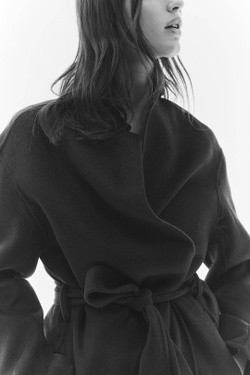 H&M Длинное пальто ручной работы из смесовой шерсти, темно-синий