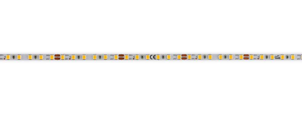 Лента светодиодная SMD тёпло-белая DC24V 9, 6W/m 3000K 860Lm/m 120д/м CRI>90 IP20,  упаковка 5 метров,  ширина 5мм,  высота 1, 6мм,  самоклейкая