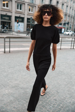 ZARA ОБЪЕМНЫЕ БРЮКИ, ЧЕРНЫЙ