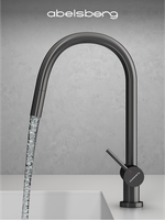 Смеситель для кухни Abelsberg Aera EMF71709GM c вытяжным изливом и возможностью подключения фильтра для воды, цвет космическая сталь, PVD покрытие