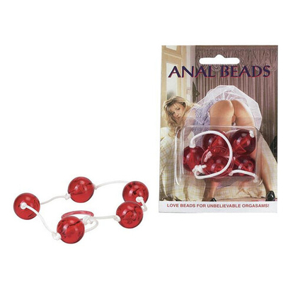 Анальные шарики Clear Anal Beads Large (Цвет: красный)