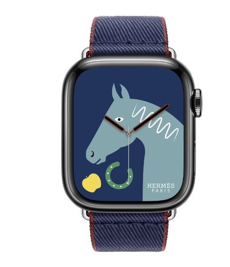 Apple Watch HermèsApple Watch Hermès 41mm Space Black Stainless Steel Case with Navy/Rouge H Twill Jump Single Tour