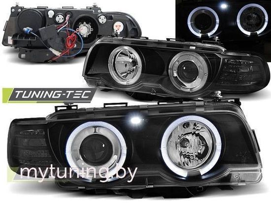 Передние фары angel eyes black XENON для BMW 7 E38