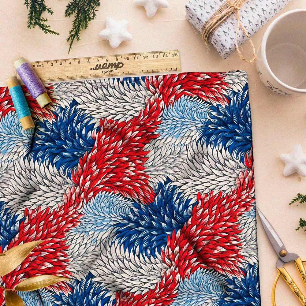 Ткань премиум мембрана цветочный салют