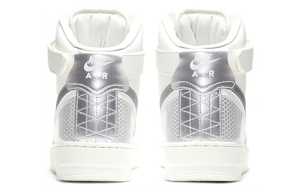 Nike Air Force 1'07 LV8 3M synthetic leather wear-resistant non-slip high-top sneakers men's silver white