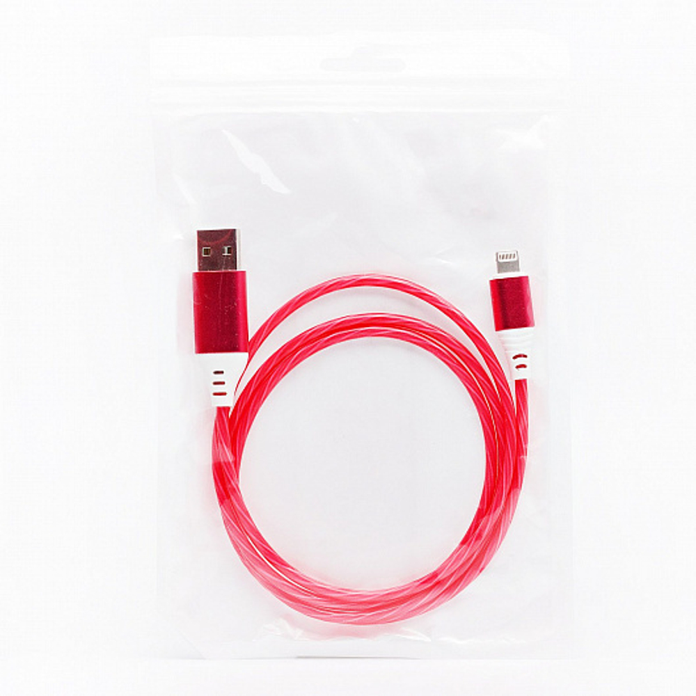 USB cable Lightning светящийся red