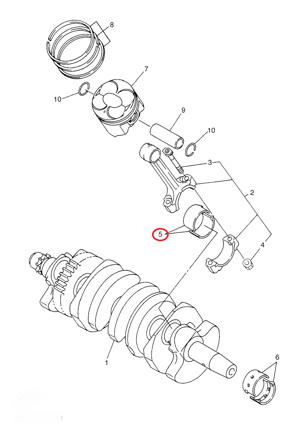 Вкладыш коленвала Yamaha 5EB11416A000