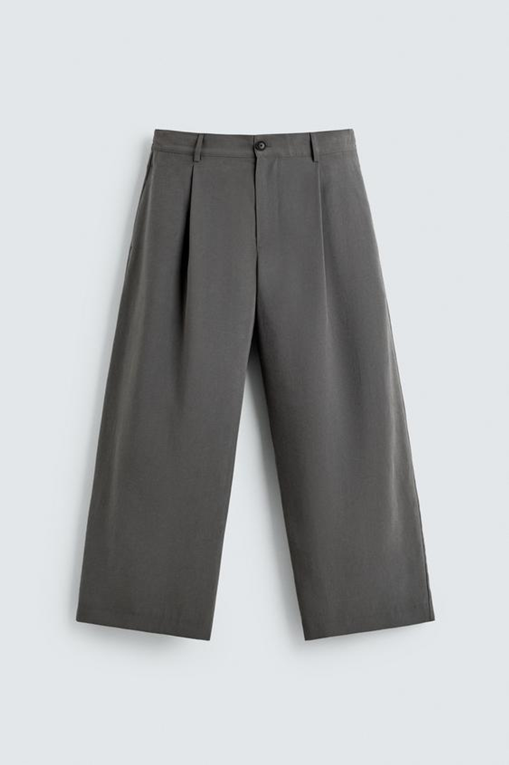 ZARA СТРУЯЩИЕСЯ БРЮКИ СО СКЛАДКАМИ, СЕРО-КОРИЧНЕВЫЙ