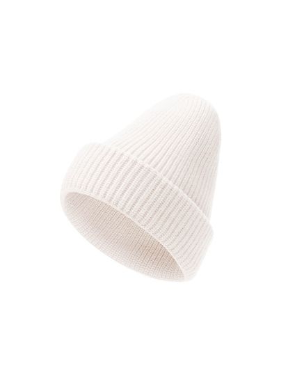 Женская шапка молочного цвета из 100% кашемира - фото 1