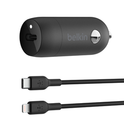 Автомобильное зарядное устройство Belkin BoostCharge 30 Вт USB-C PD с кабелем USB-C — Lightning (CCA004BT1MBK-B5) черный