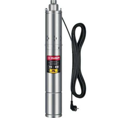 ЗУБР 370 Вт, 70 м напор, скважинный насос винтовой, корпус из нержавеющей стали (НСВ-75-70)