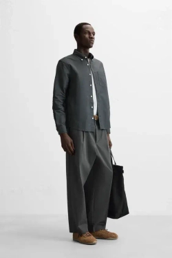 ZARА РУБАШКА ОКСФОРД, ПЕПЕЛЬНЫЙ