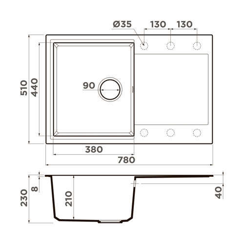 кухонная мойка Omoikiri Daisen 78T-DC Tetogranit/темный шоколад