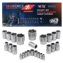 Головки 1/4'', 1/2'', набор 25пр. (6гр.) YATAFORCE YF-50121G
