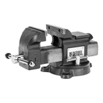 Тиски слесарные BVH-100, 100 мм, поворотные, стальная направляющая, с наковальней //Denzel