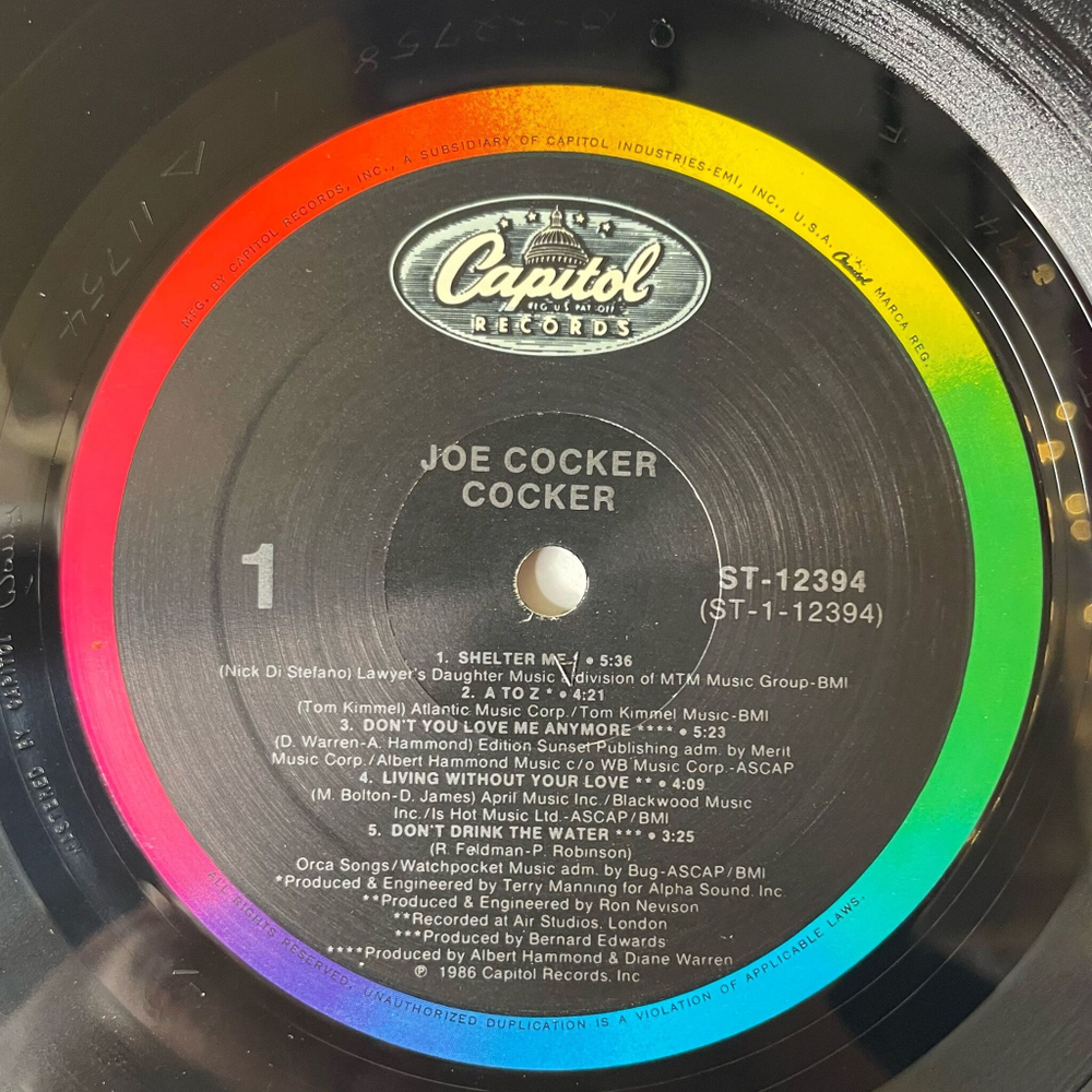 Винтажная виниловая пластинка LP Joe Cocker (USA 1986) Love Is On A Fade