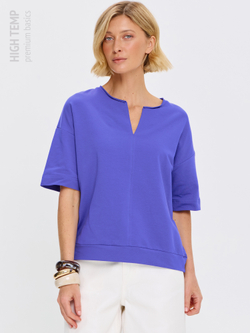 Плотная футболка из футера 2-нитки с V-вырезом HIGH TEMP