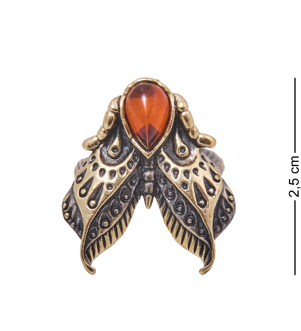 AM-4137 Кольцо «Мотылек Лунный» (латунь, янтарь)