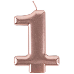 Свечи-цифры "Розовое золото металлик" 8 см (от 0 до 9)