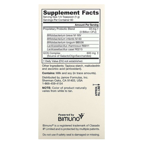 Jarrow Formulas, Jarro-Dophilus, вегетарианский пробиотик, для детей от 3 месяцев, 3 млрд КОЕ, 60 г (2,1 унции)