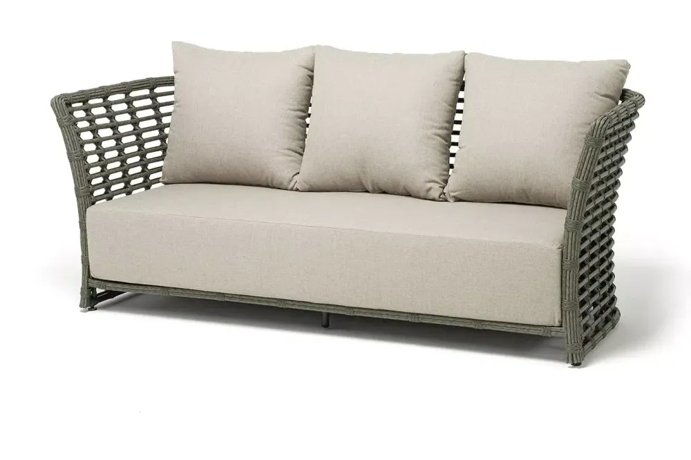 "Валенсия" диван из искусственного ротанга трехместный, цвет серый