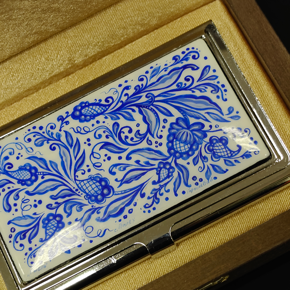 Визитница "Гжельские мотивы" (роспись Палех)