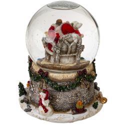 GAEM Фигурка декор в стекл шаре "Дед Мороз" (подсвет, муз и движ 3xAAA н/п) D9,5 см, L12,5 W12,5 H15,5 см