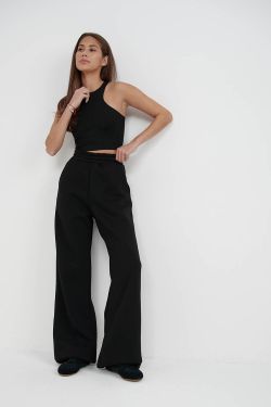 Утепленные брюки клеш черного цвета