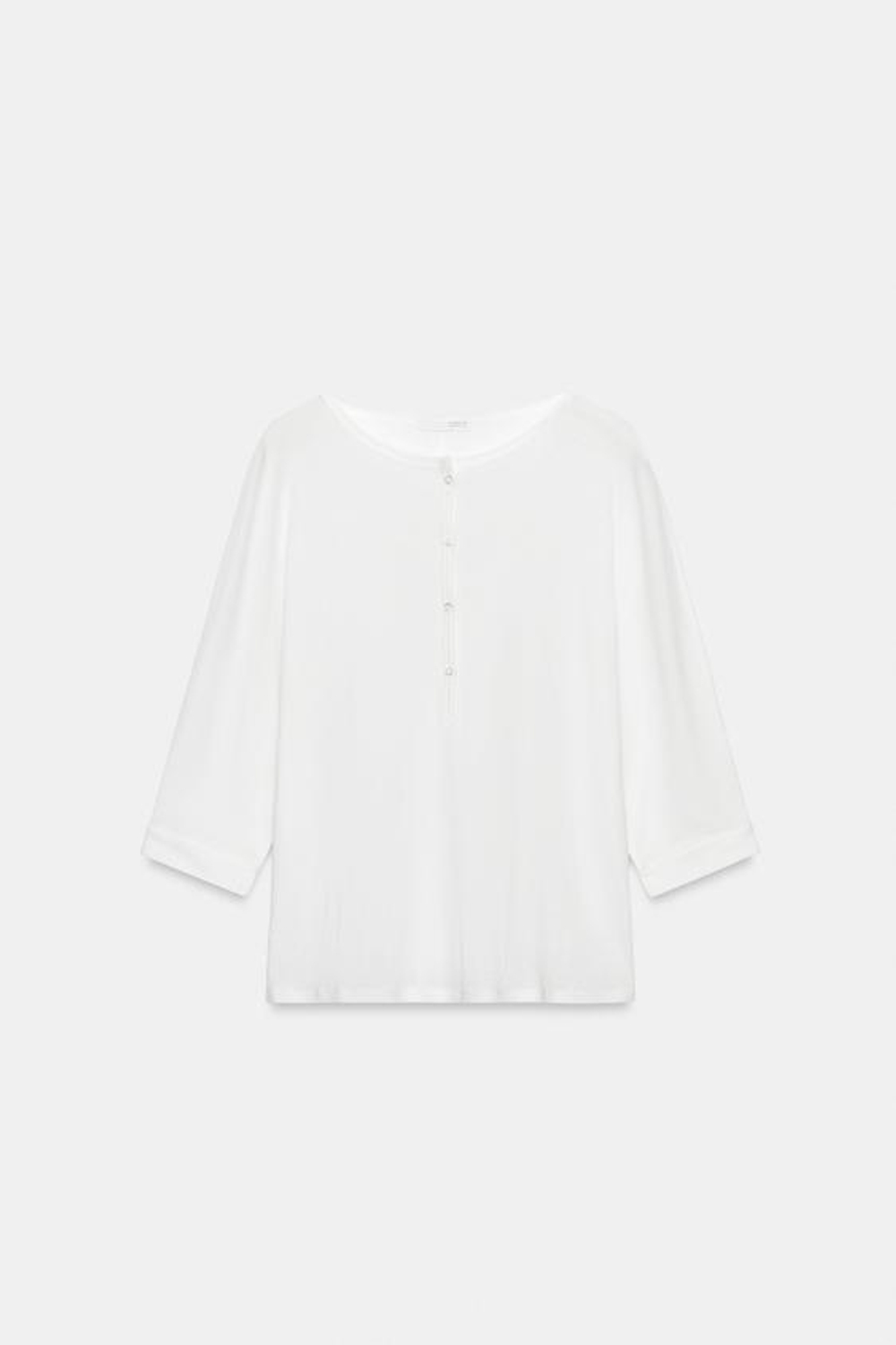 ZARA ХЛОПКОВАЯ ФУТБОЛКА С КРУГЛЫМ ВЫРЕЗОМ, БЕЛЫЙ