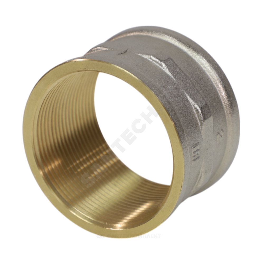 Муфта латунь никель Ду 32 (1 1/4") ВР/ВР 9018 ГОСТ 32585-2013 Aquasfera 9018-04