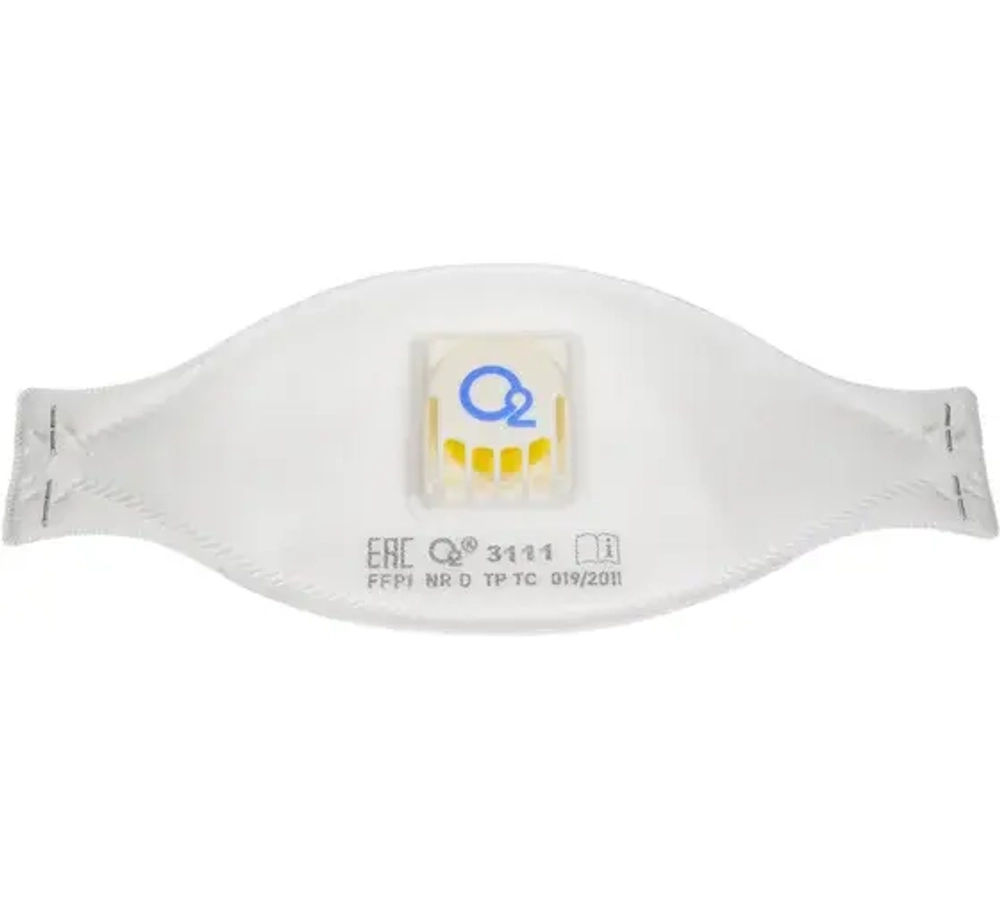 О2 Полумаска фильтрующая трехпанельная 3111 FFP1 NR D, до 4 ПДК, с клапаном выдоха