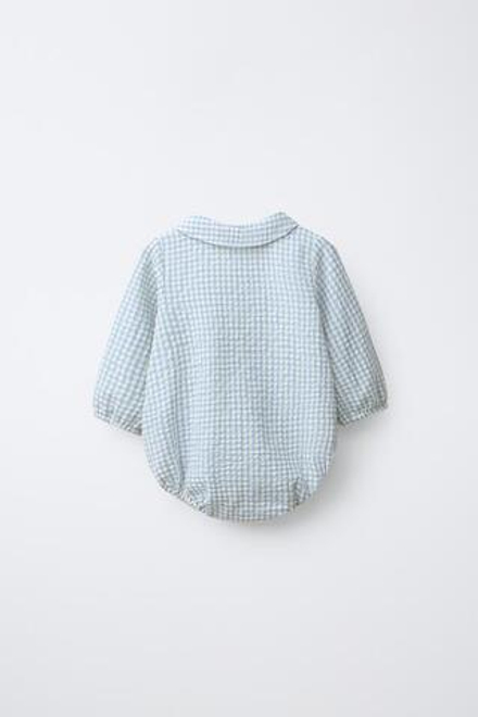 ZARA БОДИ В КЛЕТКУ ВИШИ, ГОЛУБОЙ