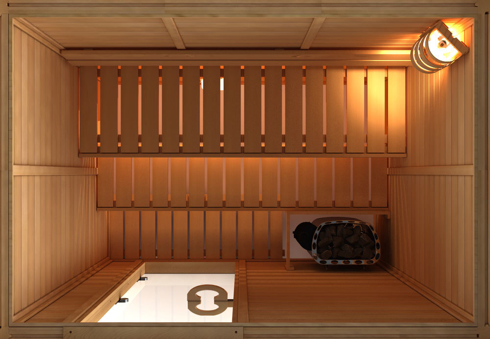 Сауна в сборе SAWO 1414LS-CS-G (1,4м х 1,4м, ель, полностью стеклянная стена, дизайн Classic, левая)