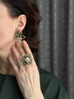 Серьги треугольники с ломаными линиями, бронза