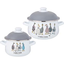 НАБОР КАСТРЮЛЬ AGNESS ЭМАЛИРОВАННЫХ СЕРИЯ "FAMILY FARM", 4ПР. 1,5Л И 2,8Л, 16Х10СМ, 20Х12СМ