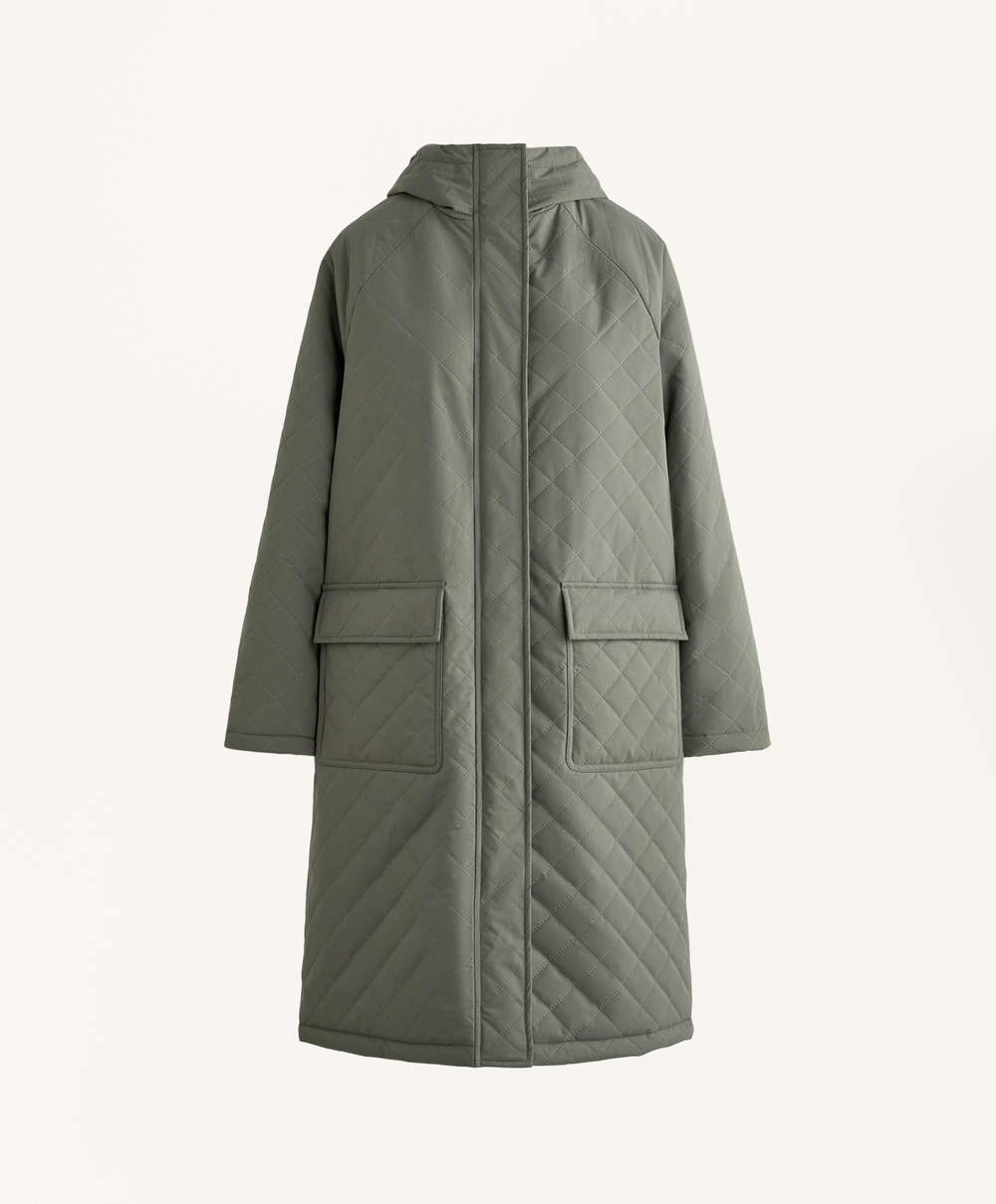 Oysho Водонепроницаемая длинная утепленная куртка FELLEX® AEROGEL 3K, темный хаки