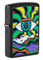 Легендарная классическая американская бензиновая широкая зажигалка ZIPPO Black Light Eye Design 49699 в подарочной коробке