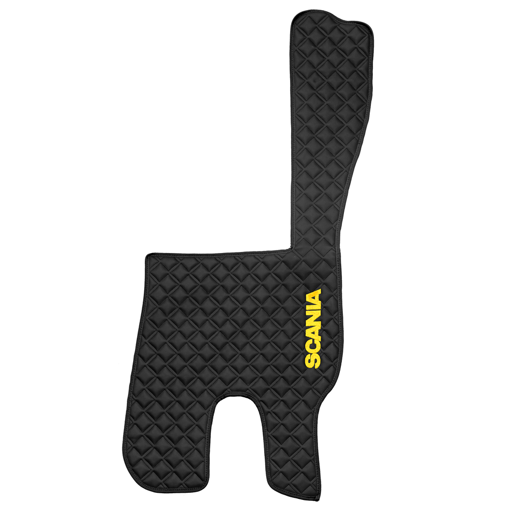 Ковры SCANIA 5 серии R (механика) (экокожа, черный, черный кант, желтая вышивка)