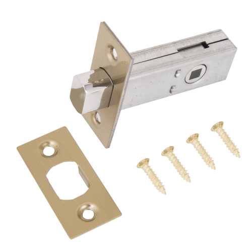 Задвижка АЛЛЮР АРТ LВ45-6 SВ матовое золото 6мм торц.планка 25мм б/ручек / 11233