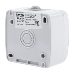 Выключатель Intro Atlantic 5-102-03 с подсветкой, 10А-250В, IP54, открытой установки, серый | Intro