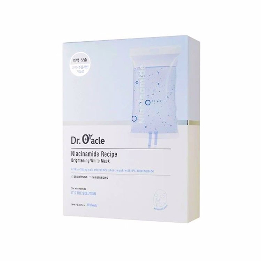 DR. ORACLE - МАСКА ТКАНЕВАЯ ДЛЯ ЛИЦА С НИАЦИНАМИДОМ NIACINAMIDE RECIPE BRIGHTENING WHITE MASK, 25 МЛ