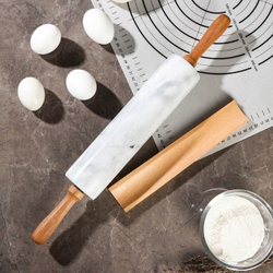 Скалка из камня с деревянной подставкой 45х5 см