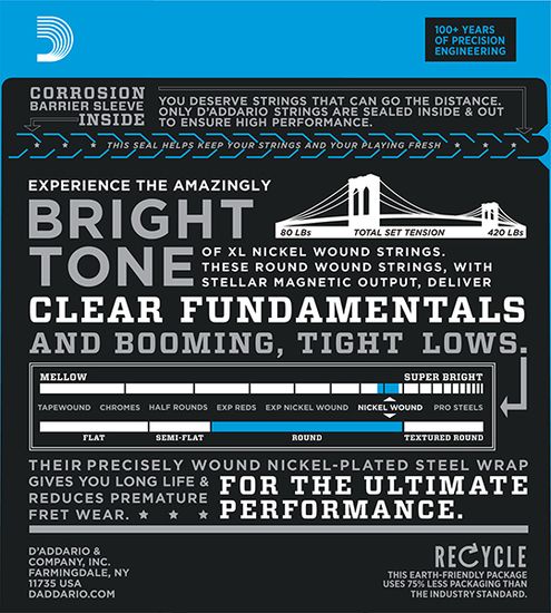 Струны для 5 струнной бас-гитары D'ADDARIO EXL220-5