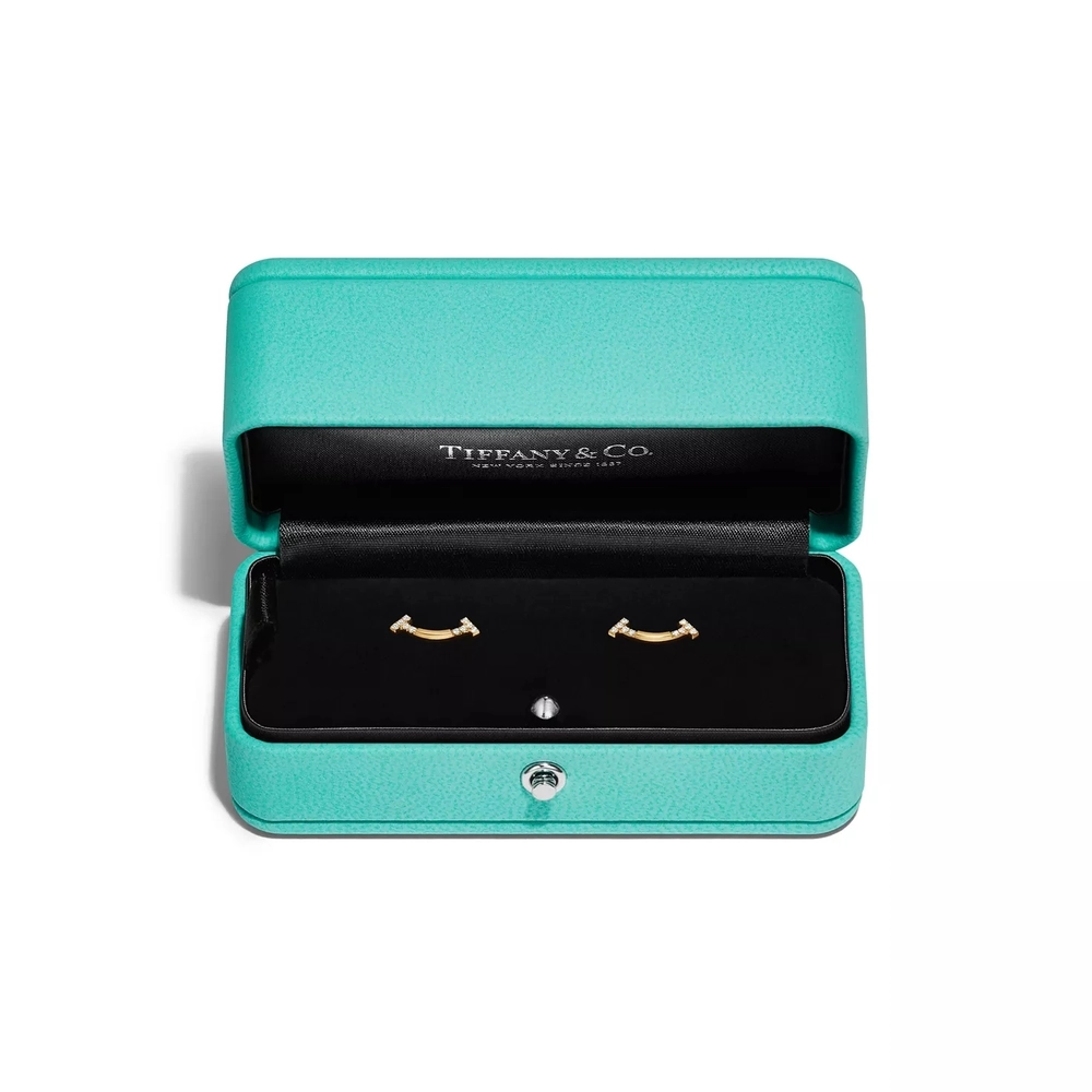 Серьги из жёлтого золота 18k с бриллиантами , Tiffany 💠T smile New
