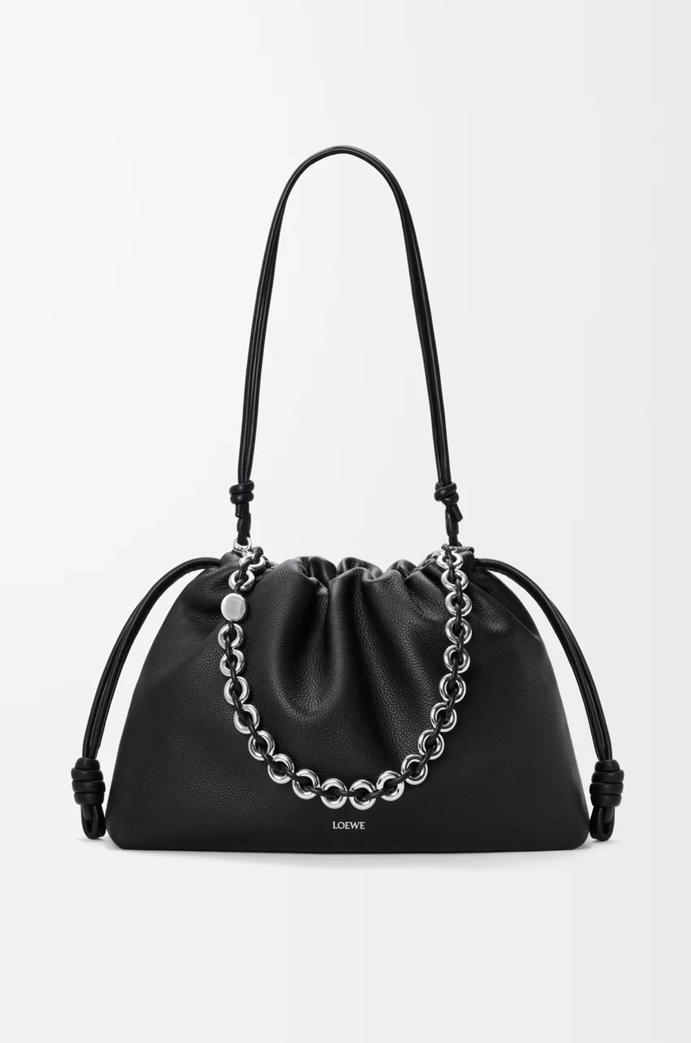 Loewe Большая сумка Flamenco из зернистой телячьей кожи, черный