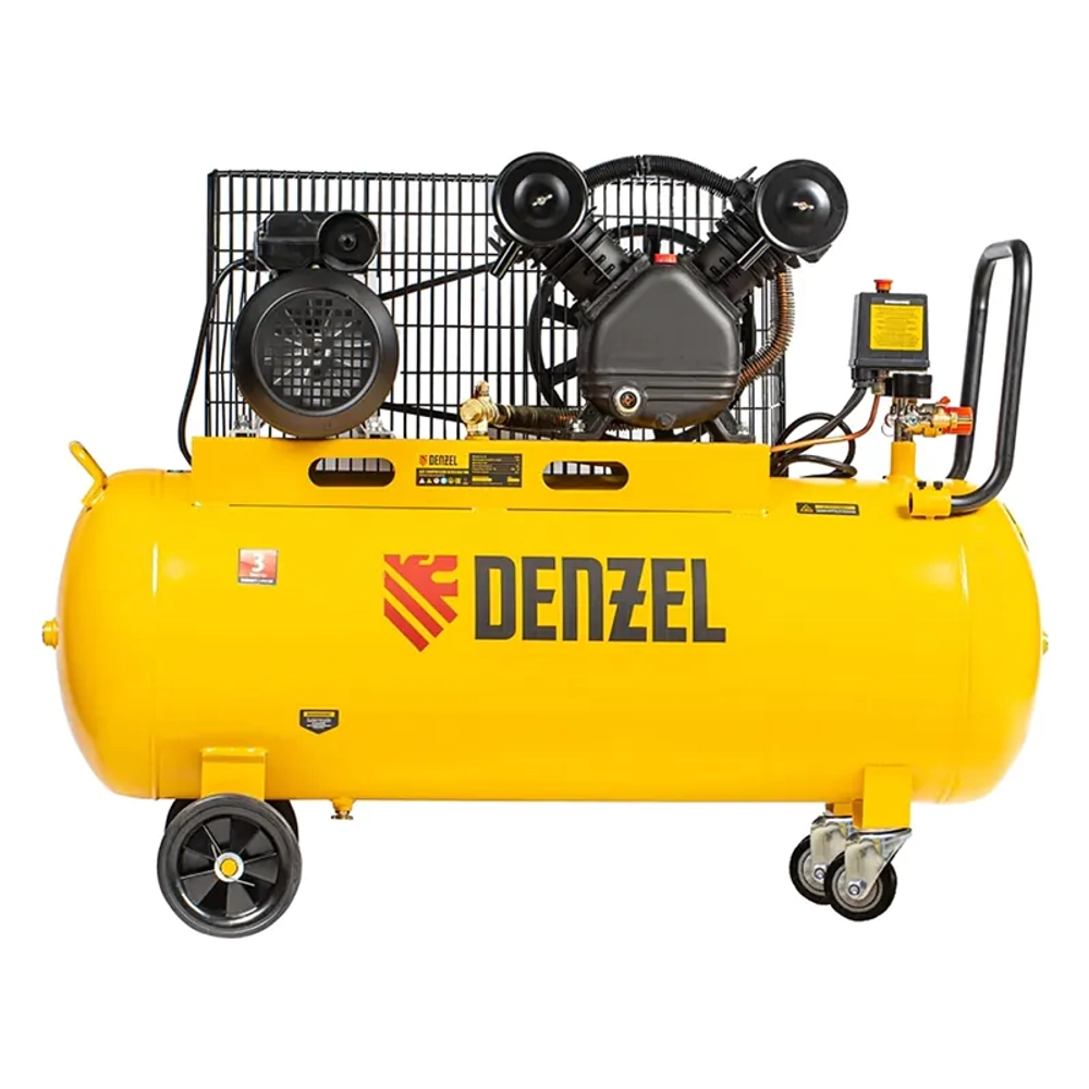 DENZEL BCV2200/100 компрессор воздушный 2.2 квт, ременный привод, 100 литров, 370 л/мин 58110