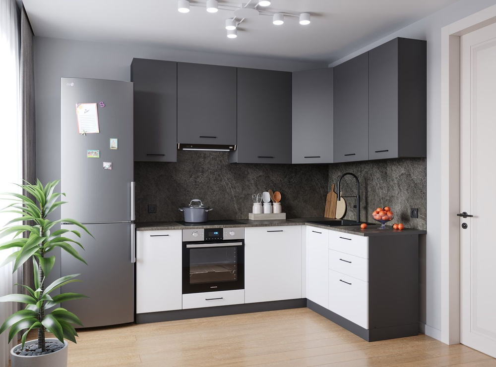 Кухонный гарнитур угловой Жемчуг 2200х1600 столешница 26 мм