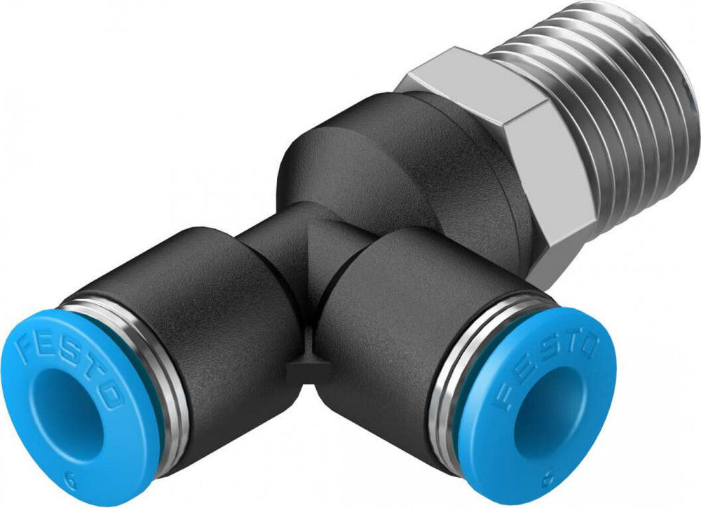 Тройник цанговый с резьбой переходной Festo QSTL-1/4-6 (комплект 10 шт)