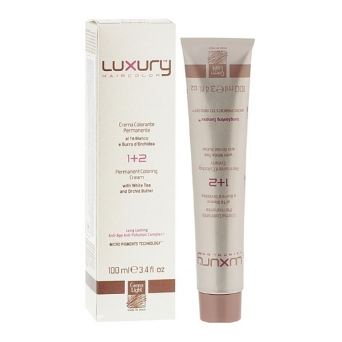 Стойкая крем-краска для волос Оттенок 5.01 Пепельный светлый каштан Green Light Luxury Hair Color Permanent Coloring Cream Ash Light Brown 100мл